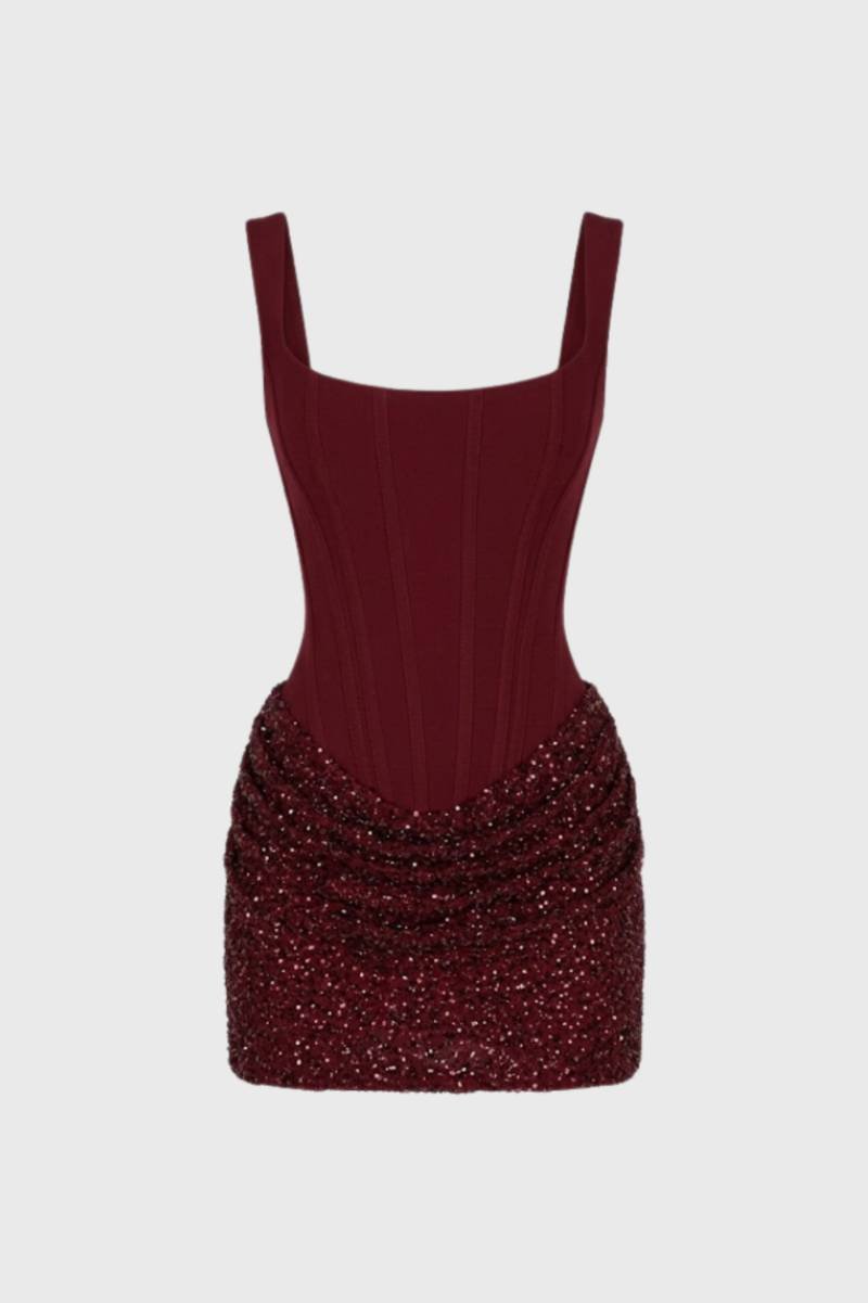 Glitter Mini Jurk Dames Bodycon Bandeau Met Pailletten - StudioMarella