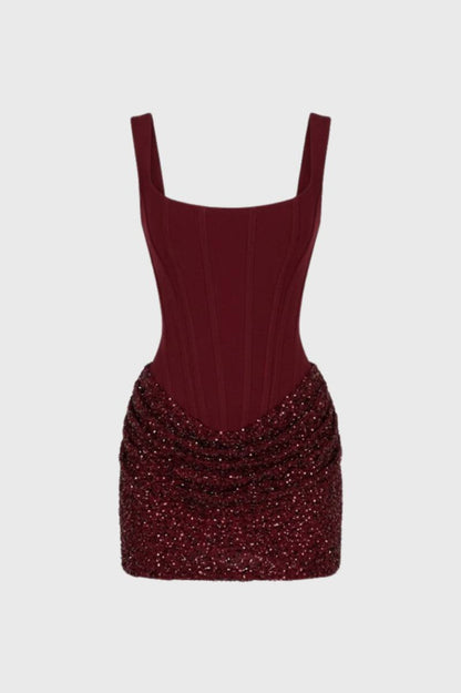 Glitter Mini Jurk Dames Bodycon Bandeau Met Pailletten - StudioMarella