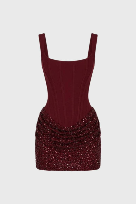 Glitter Mini Jurk Dames Bodycon Bandeau Met Pailletten - StudioMarella