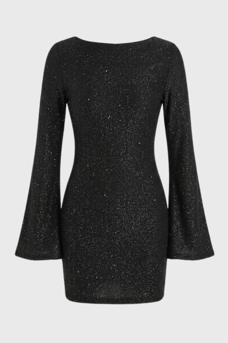 Feestelijke Glitter Jurk Dames met Wijde Mouwen - StudioMarella