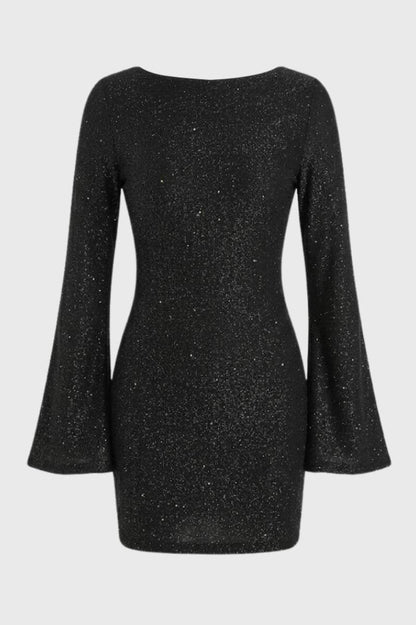Feestelijke Glitter Jurk Dames met Wijde Mouwen - StudioMarella