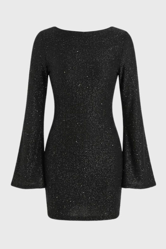 Feestelijke Glitter Jurk Dames met Wijde Mouwen - StudioMarella