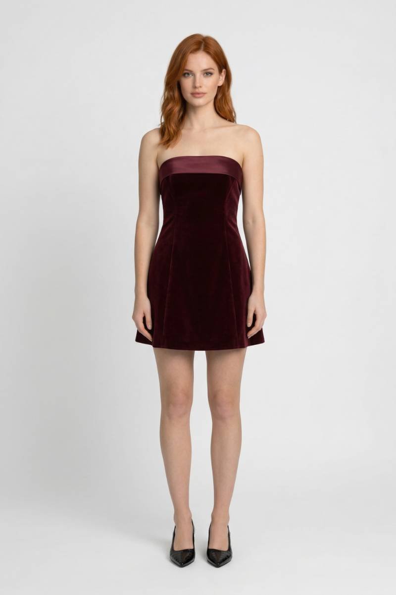 Mini Jurk Dames - Strapless Elegante Pasvorm | Chique - Bordeaux