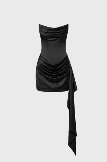 Strapless Jurk Dames Asymmetrisch Chique Kort Model - StudioMarella
