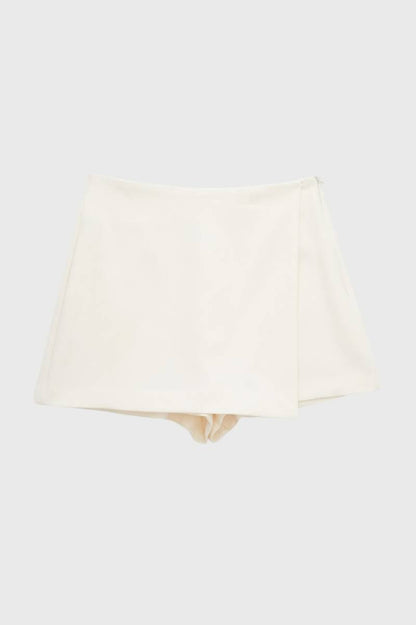 Mini Rok Dames - Asymmetrische Wikkel met Hoge Taille | Chique — Wit