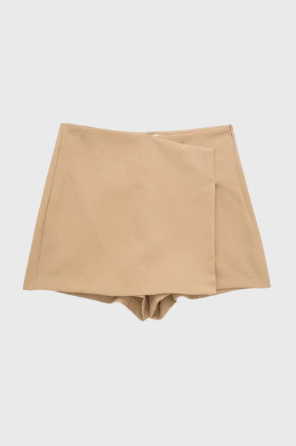 Mini Rok Dames - Asymmetrische Wikkel met Hoge Taille | Chique — Beige