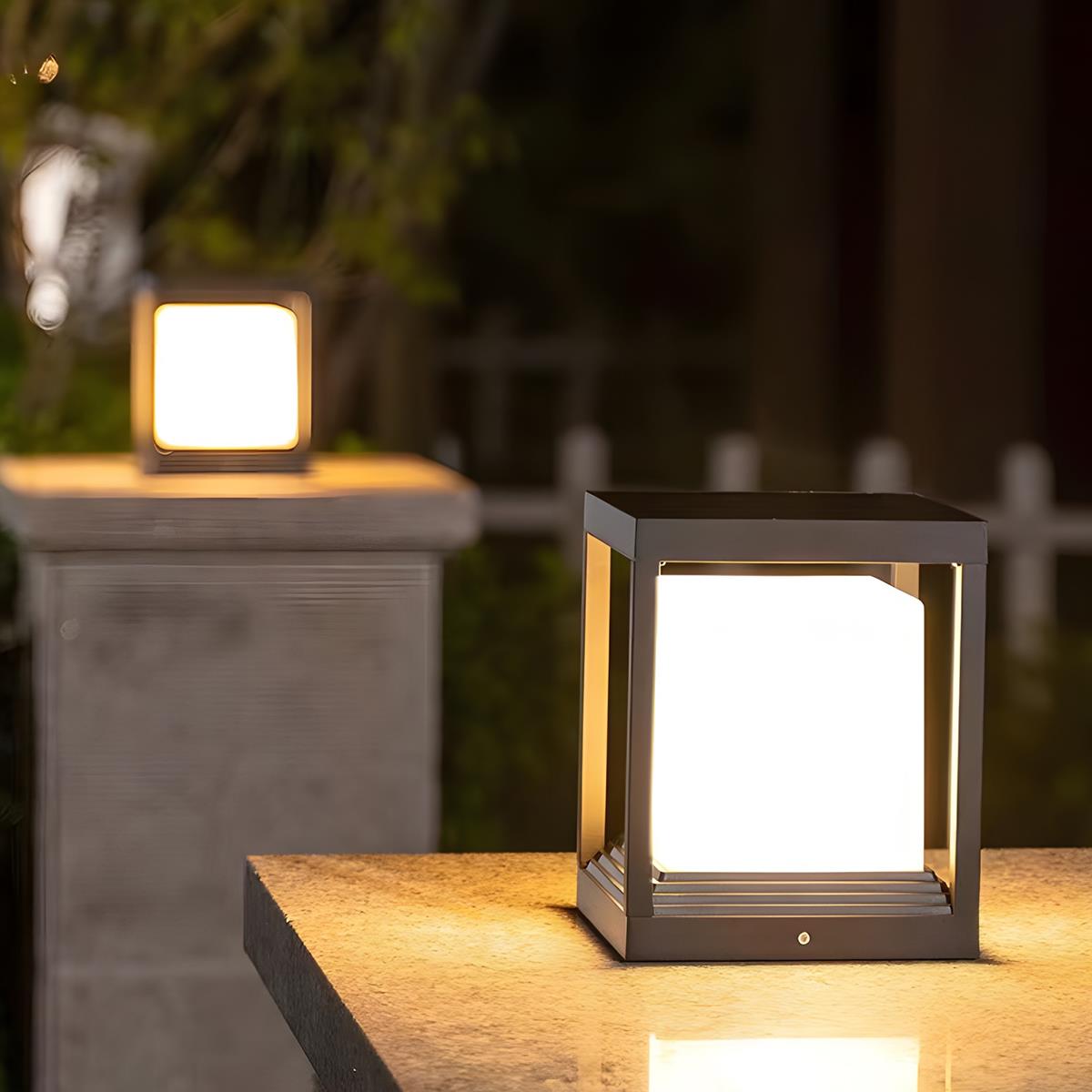Sokkellamp Solar LED Aluminium Zwart Tuin Paal Buitenlamp Vierkant Minimalistisch Tuinverlichting Oprit Hek Sokkelverlichting Buiten