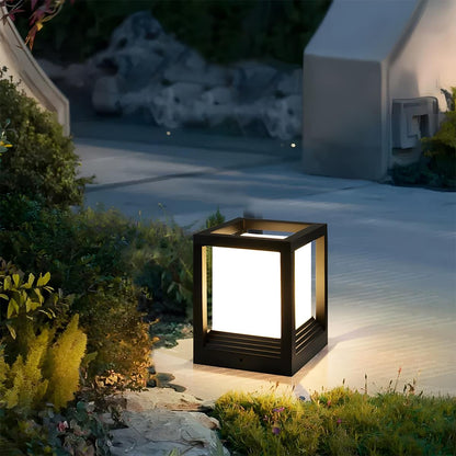 Sokkellamp Solar LED Aluminium Zwart Tuin Paal Buitenlamp Vierkant Minimalistisch Tuinverlichting Oprit Hek Sokkelverlichting Buiten