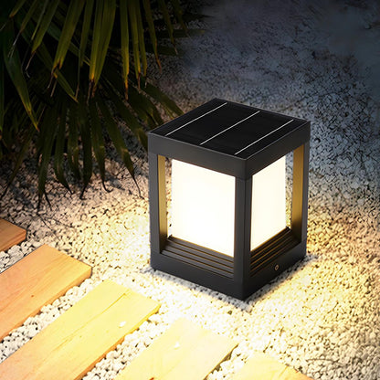 Sokkellamp Solar LED Aluminium Zwart Tuin Paal Buitenlamp Vierkant Minimalistisch Tuinverlichting Oprit Hek Sokkelverlichting Buiten