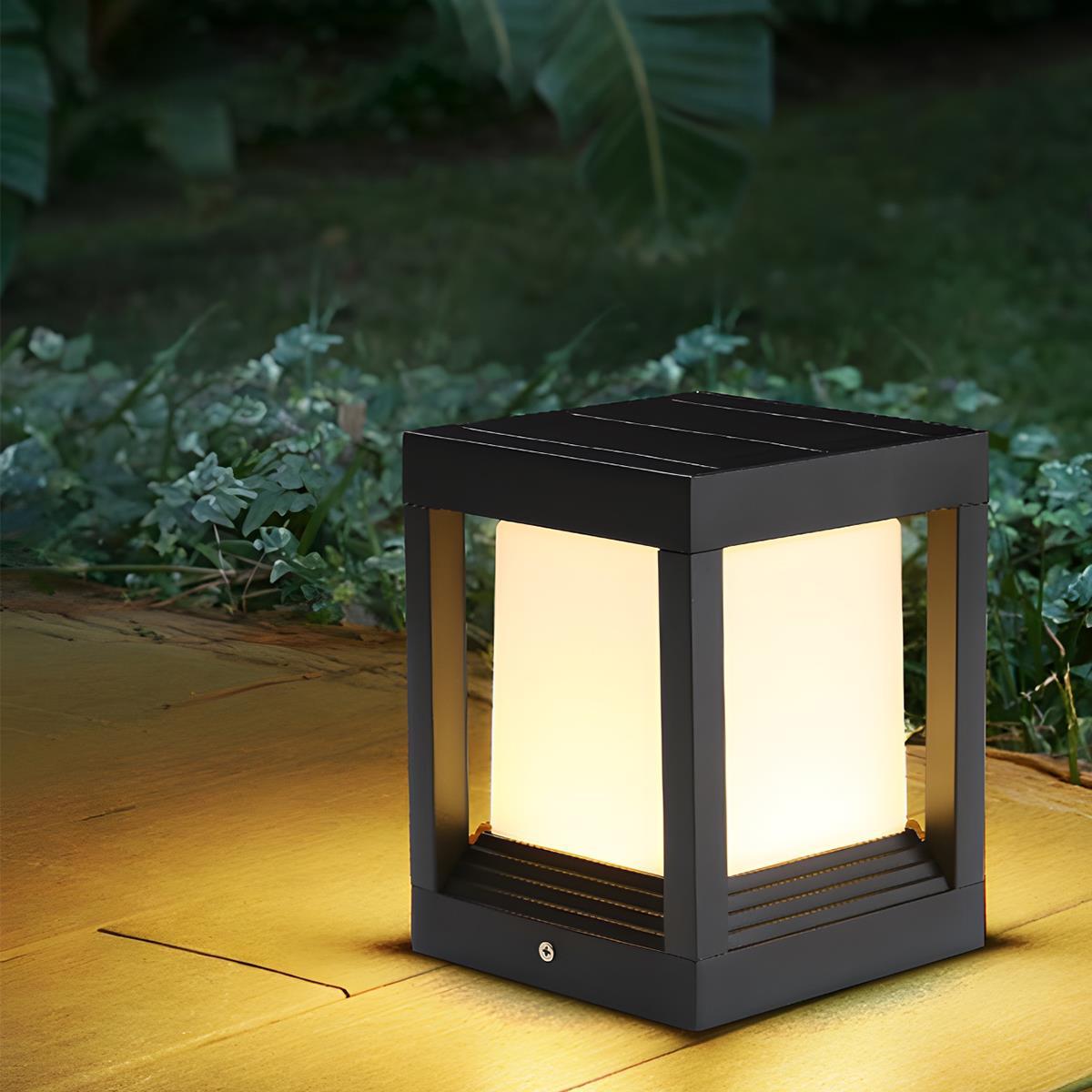 Sokkellamp Solar LED Aluminium Zwart Tuin Paal Buitenlamp Vierkant Minimalistisch Tuinverlichting Oprit Hek Sokkelverlichting Buiten