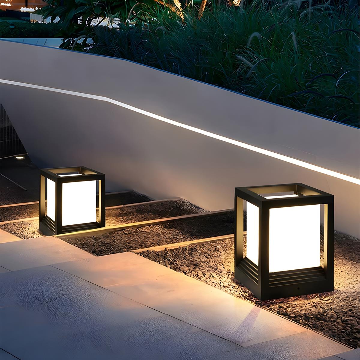 Sokkellamp Solar LED Aluminium Zwart Tuin Paal Buitenlamp Vierkant Minimalistisch Tuinverlichting Oprit Hek Sokkelverlichting Buiten