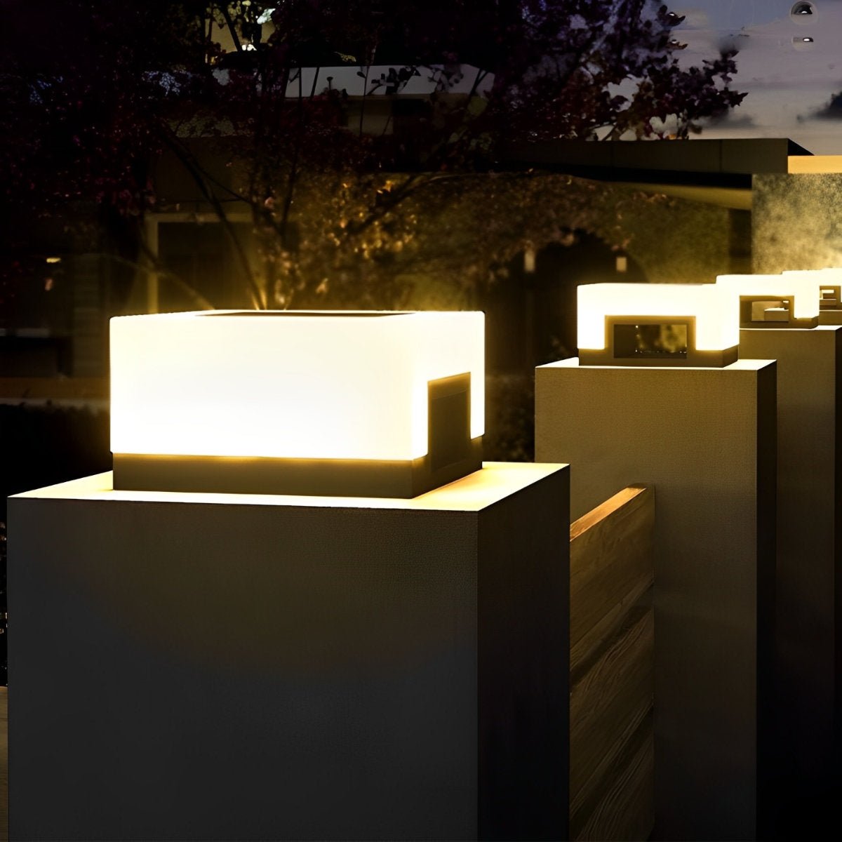 Paalverlichting Solar LED RVS Zwart Wit Tuin Hek Sokkel Buitenlamp Vierkant Tuinverlichting Oprit Paallamp Buiten Modern