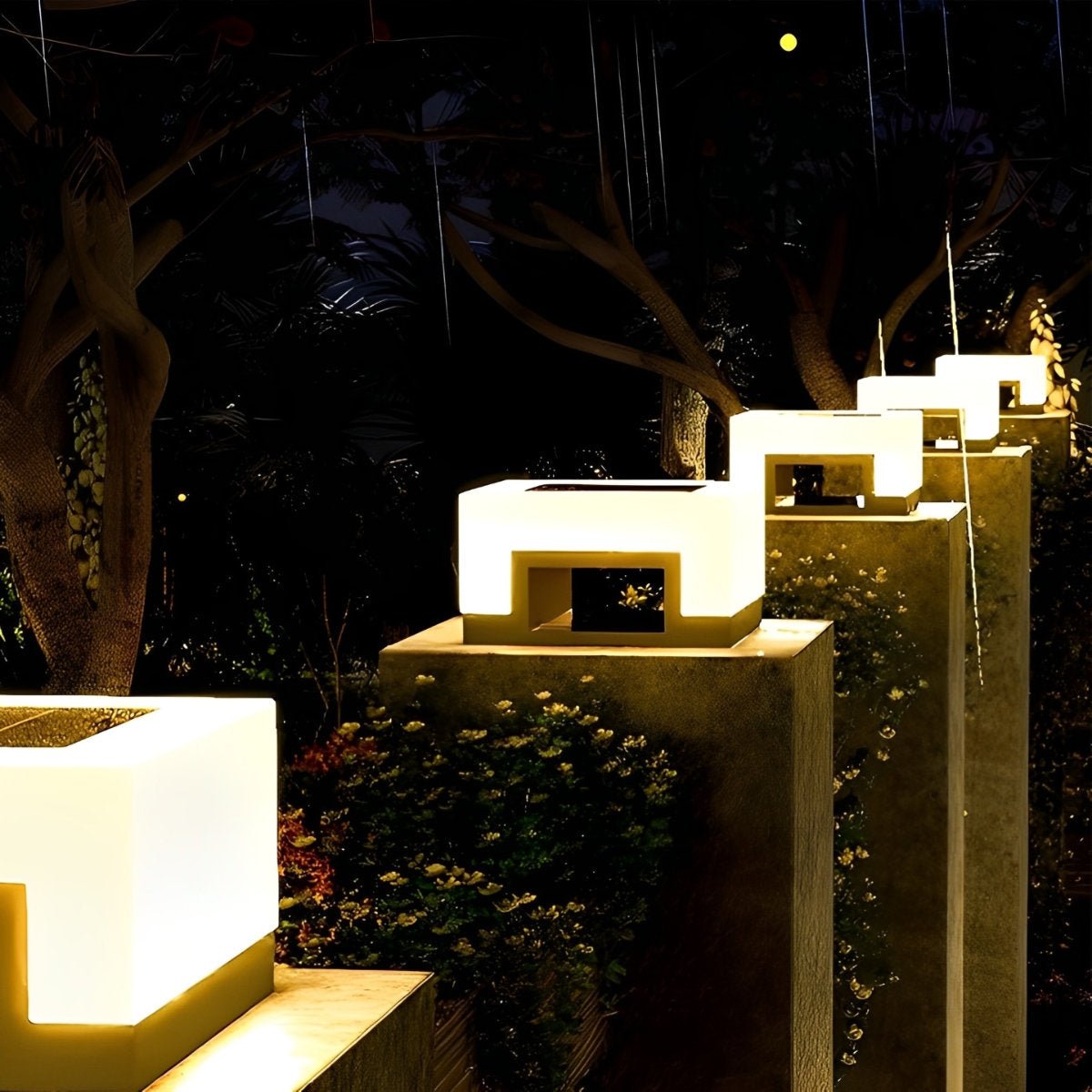Paalverlichting Solar LED RVS Zwart Wit Tuin Hek Sokkel Buitenlamp Vierkant Tuinverlichting Oprit Paallamp Buiten Modern