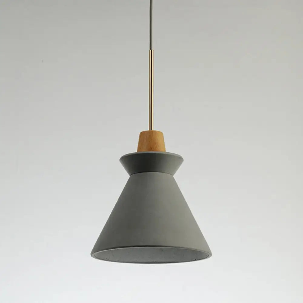 Betonnen Hanglamp met Houten Armatuur – Minimalistisch Design voor Eetkamer