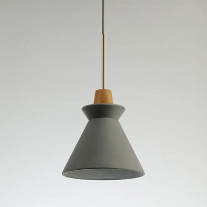 Betonnen Hanglamp met Houten Armatuur – Minimalistisch Design voor Eetkamer