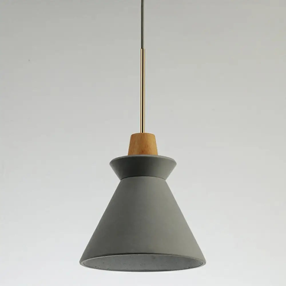 Betonnen Hanglamp met Houten Armatuur – Minimalistisch Design voor Eetkamer