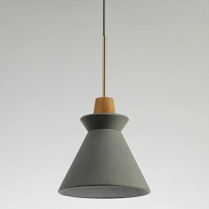 Betonnen Hanglamp met Houten Armatuur – Minimalistisch Design voor Eetkamer