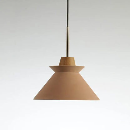 Betonnen Hanglamp met Houten Armatuur – Minimalistisch Design voor Eetkamer