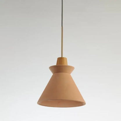 Betonnen Hanglamp met Houten Armatuur – Minimalistisch Design voor Eetkamer