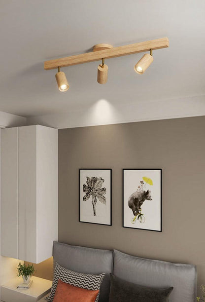 Houten Plafondspot Massief Hout Verstelbaar Wit Eik Noten Woonkamer Slaapkamer Opbouwspot Railspot Scandinavisch Japandi