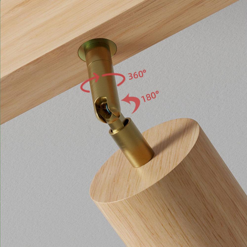 Houten Plafondspot Massief Hout Verstelbaar Wit Eik Noten Woonkamer Slaapkamer Opbouwspot Railspot Scandinavisch Japandi