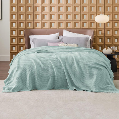 Lichtgewicht Katoenen Wafelplaid Tweepersoonsbed Zacht Ademend Deken Scandinavisch Design 90x90 cm Woonkamer