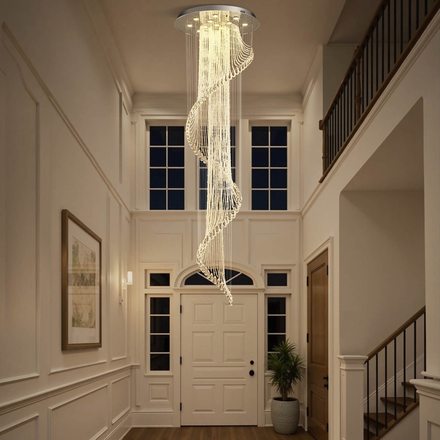 Kristallen Kroonluchter Spiraal Modern Chroom GU10 Trap Entreehal Groot Hoog Plafond