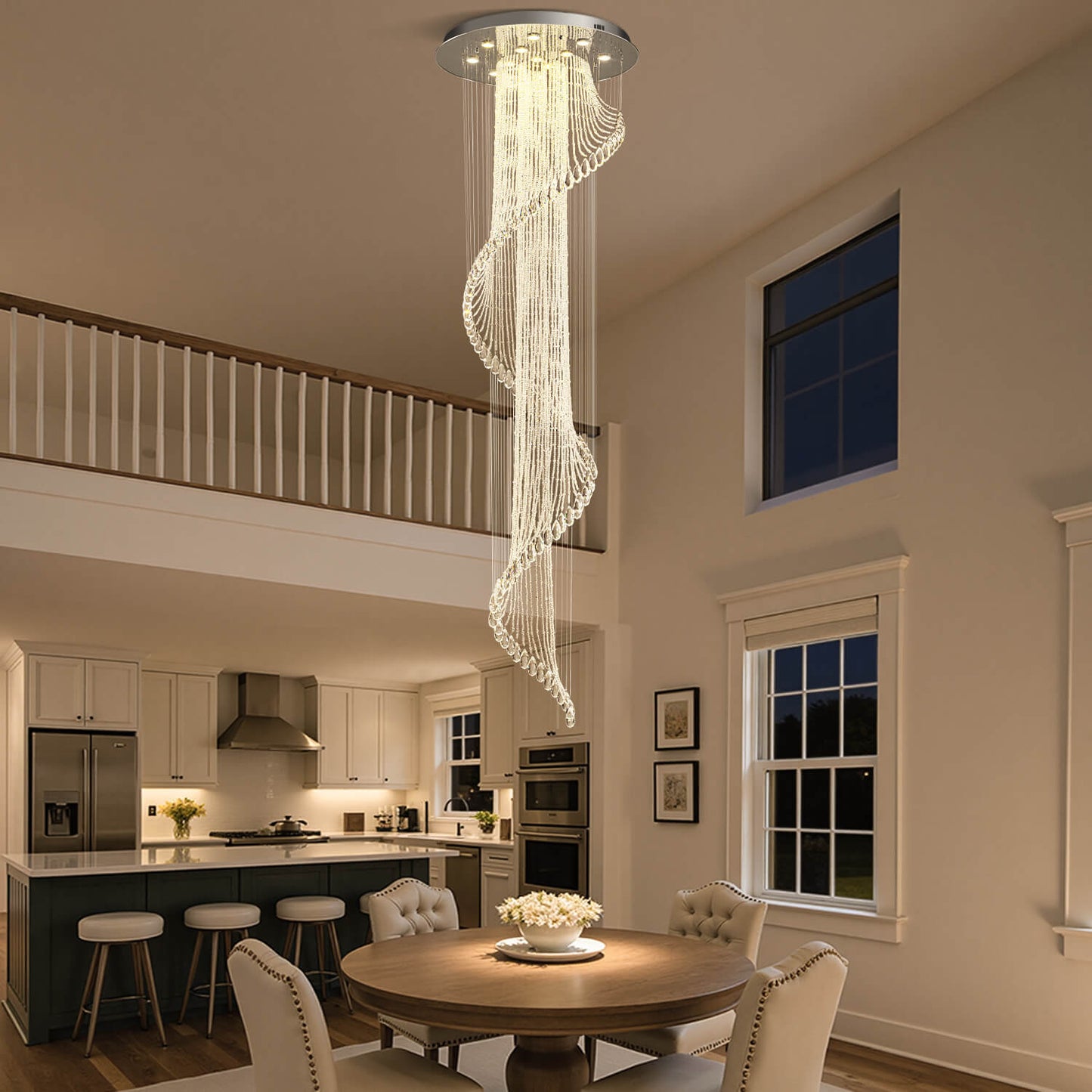 Kristallen Kroonluchter Spiraal Modern Chroom GU10 Trap Entreehal Groot Hoog Plafond