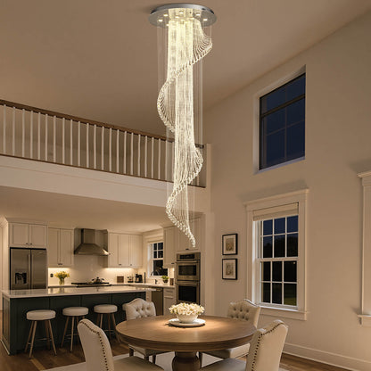 Kristallen Kroonluchter Spiraal Modern Chroom GU10 Trap Entreehal Groot Hoog Plafond