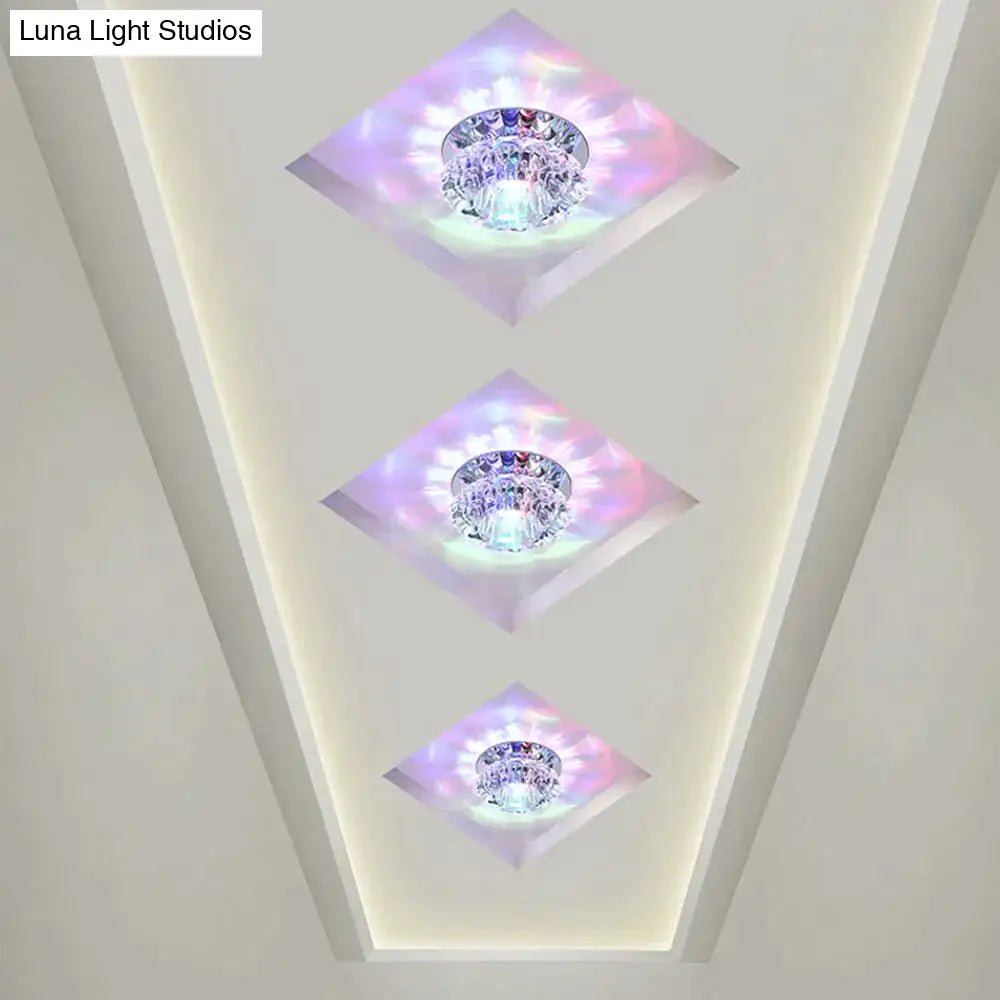 Modern Kristal Plafondlamp LED RVS Basis Opbouw Verlichting Woonkamer Gang