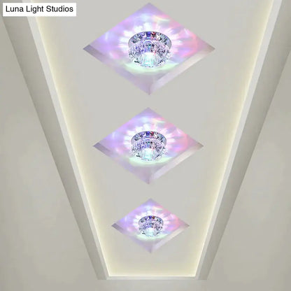 Modern Kristal Plafondlamp LED RVS Basis Opbouw Verlichting Woonkamer Gang