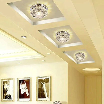 Modern Kristal Plafondlamp LED RVS Basis Opbouw Verlichting Woonkamer Gang
