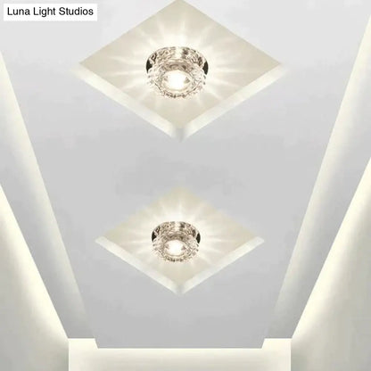 Modern Kristal Plafondlamp LED RVS Basis Opbouw Verlichting Woonkamer Gang