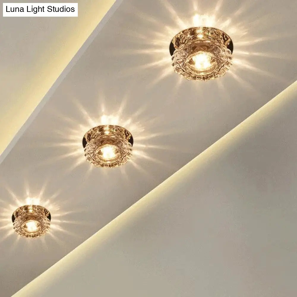 Modern Kristal Plafondlamp LED RVS Basis Opbouw Verlichting Woonkamer Gang