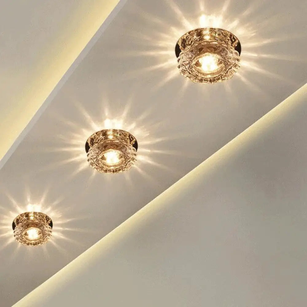 Modern Kristal Plafondlamp LED RVS Basis Opbouw Verlichting Woonkamer Gang