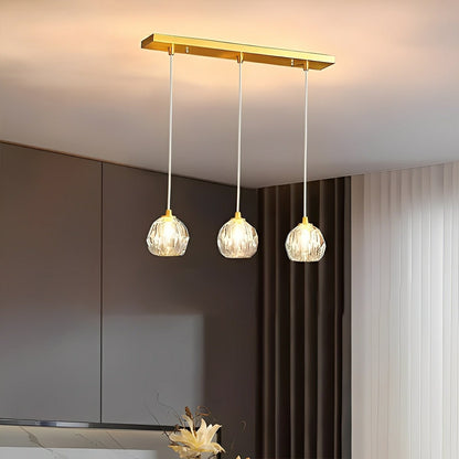 Moderne Minimalistische Luxe Messing Kristallen Hanglamp Met Verstelbare Hoogte En LED Verlichting