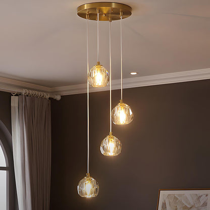 Moderne Minimalistische Luxe Messing Kristallen Hanglamp Met Verstelbare Hoogte En LED Verlichting