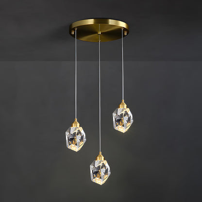 Moderne Minimalistische Luxe Messing Kristallen Hanglamp Met Verstelbare Hoogte En LED Verlichting