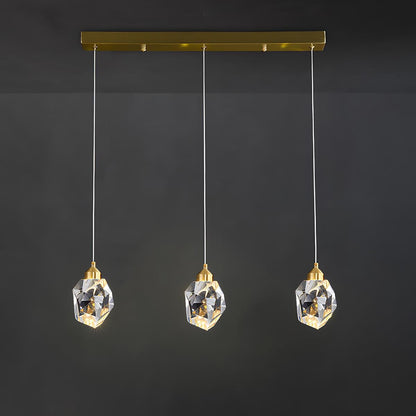 Moderne Minimalistische Luxe Messing Kristallen Hanglamp Met Verstelbare Hoogte En LED Verlichting
