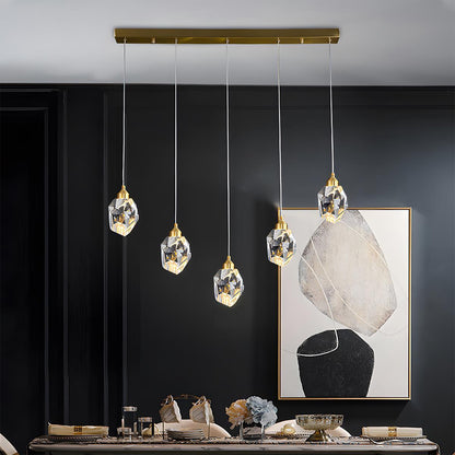 Moderne Minimalistische Luxe Messing Kristallen Hanglamp Met Verstelbare Hoogte En LED Verlichting