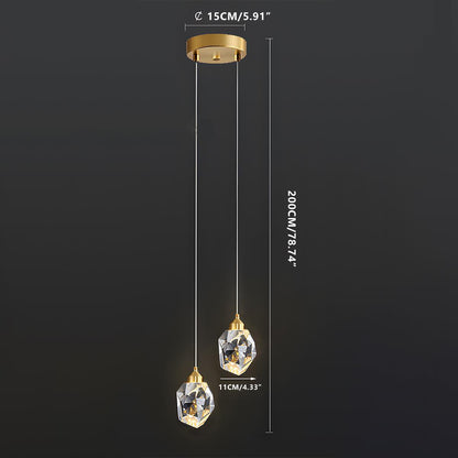 Moderne Minimalistische Luxe Messing Kristallen Hanglamp Met Verstelbare Hoogte En LED Verlichting