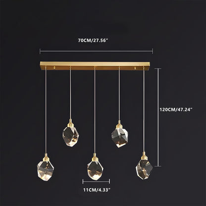 Moderne Minimalistische Luxe Messing Kristallen Hanglamp Met Verstelbare Hoogte En LED Verlichting