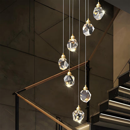 Moderne Minimalistische Luxe Messing Kristallen Hanglamp Met Verstelbare Hoogte En LED Verlichting