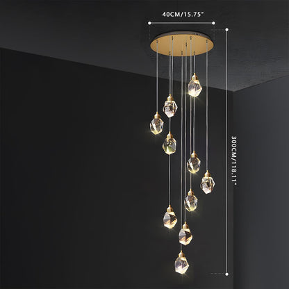 Moderne Minimalistische Luxe Messing Kristallen Hanglamp Met Verstelbare Hoogte En LED Verlichting