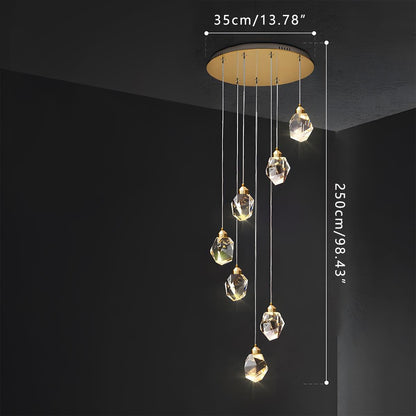 Moderne Minimalistische Luxe Messing Kristallen Hanglamp Met Verstelbare Hoogte En LED Verlichting