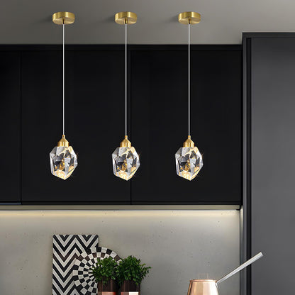 Moderne Minimalistische Luxe Messing Kristallen Hanglamp Met Verstelbare Hoogte En LED Verlichting