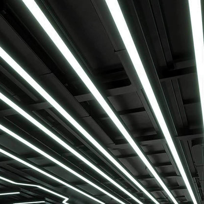 Hanglamp LED Rechthoek Zwart Aluminium Kantoor Vergaderzaal Woonkamer Lineaire Pendellamp Langwerpig Plafondlamp Modern Minimalistische Verlichting