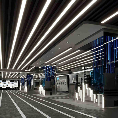 Hanglamp LED Rechthoek Zwart Aluminium Kantoor Vergaderzaal Woonkamer Lineaire Pendellamp Langwerpig Plafondlamp Modern Minimalistische Verlichting
