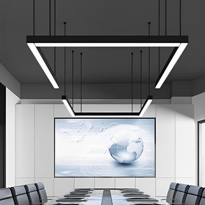 Hanglamp LED Rechthoek Zwart Aluminium Kantoor Vergaderzaal Woonkamer Lineaire Pendellamp Langwerpig Plafondlamp Modern Minimalistische Verlichting