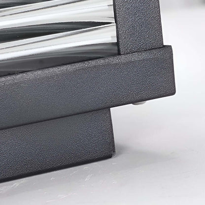 Vierkante Buiten Sokkel Lamp Met Geribbeld Glas En Aluminium Behuizing Voor Tuinpad En Oprit